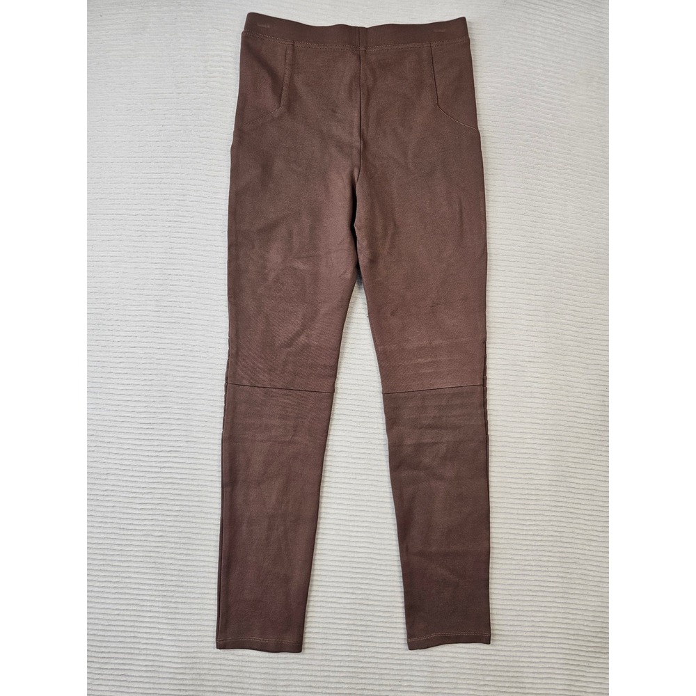 Gianni Bini Womens XS Brown Moto Leggings Ribbed Knee Pintuck Pull On Pants - Picture 6 of 6